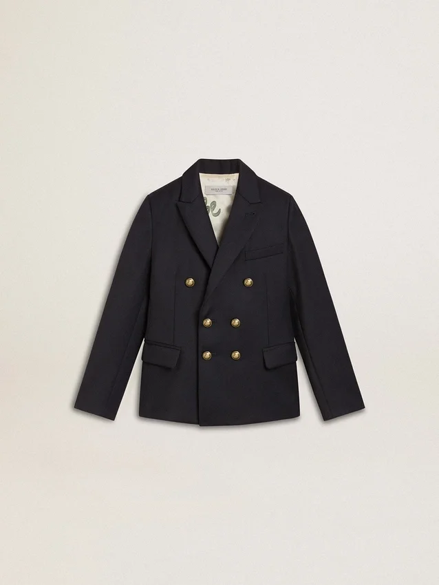Giacca blazer blu scuro a doppio petto per bambini