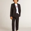 Giacca blazer blu scuro a doppio petto per bambini