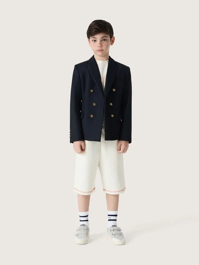 Giacca blazer blu scuro a doppio petto per bambini