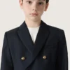 Giacca blazer blu scuro a doppio petto per bambini