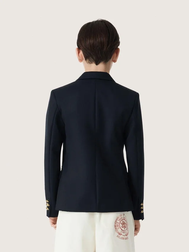 Giacca blazer blu scuro a doppio petto per bambini