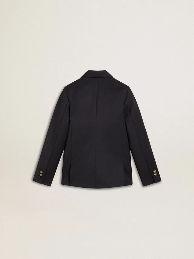 Giacca blazer blu scuro a doppio petto per bambini