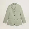 Giacca blazer da donna in lana verde salvia