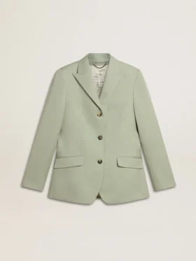 Giacca blazer da donna in lana verde salvia