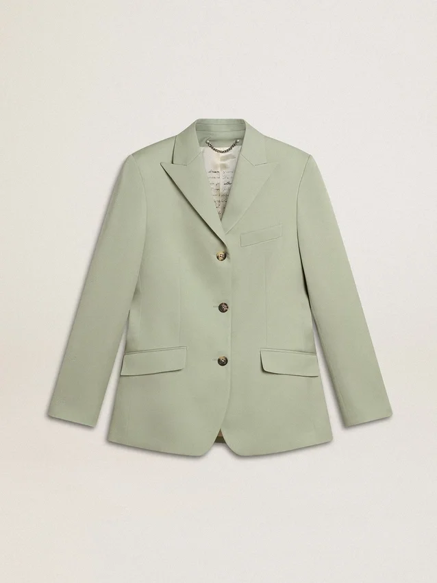 Giacca blazer da donna in lana verde salvia