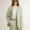 Giacca blazer da donna in lana verde salvia