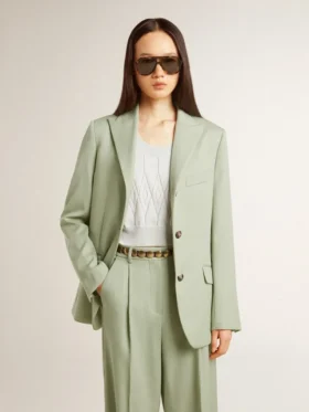 Giacca blazer da donna in lana verde salvia