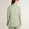 Giacca blazer da donna in lana verde salvia