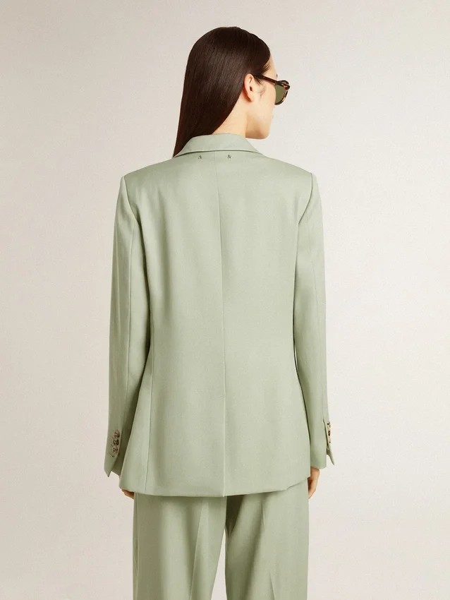 Giacca blazer da donna in lana verde salvia