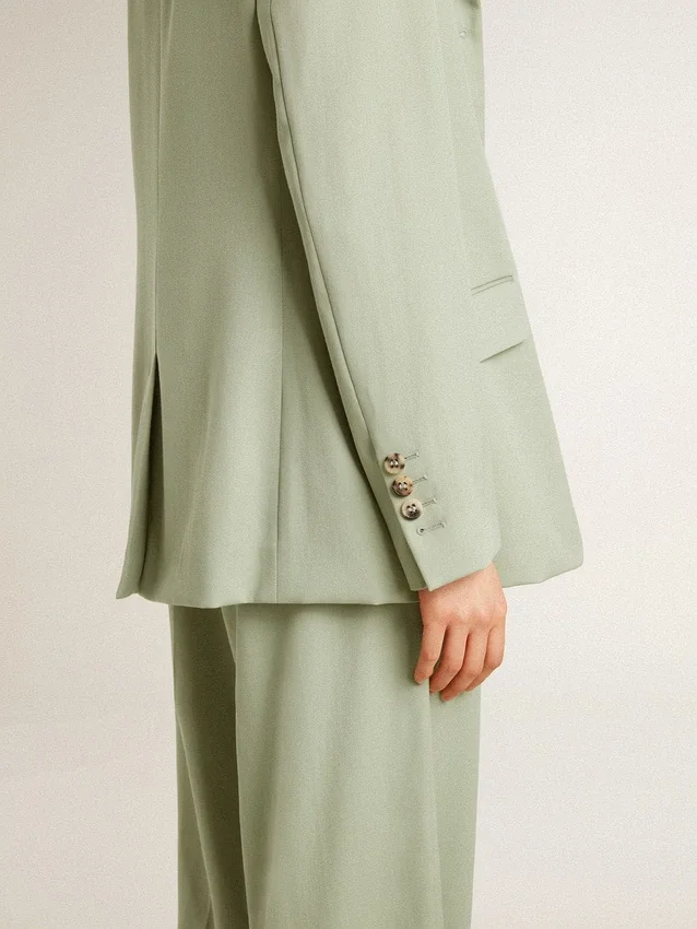 Giacca blazer da donna in lana verde salvia