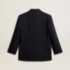 Giacca blazer da donna in misto lana blu scuro