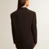 Giacca blazer da donna in misto lana blu scuro