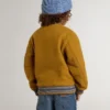 Giacca bomber da bambino in lana giallo ocra con toppa
