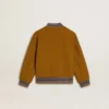 Giacca bomber da bambino in lana giallo ocra con toppa