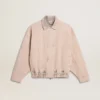 Giacca bomber da donna in denim tinto rosa