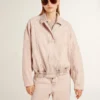 Giacca bomber da donna in denim tinto rosa