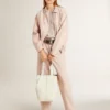 Giacca bomber da donna in denim tinto rosa