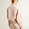 Giacca bomber da donna in denim tinto rosa