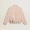 Giacca bomber da donna in denim tinto rosa