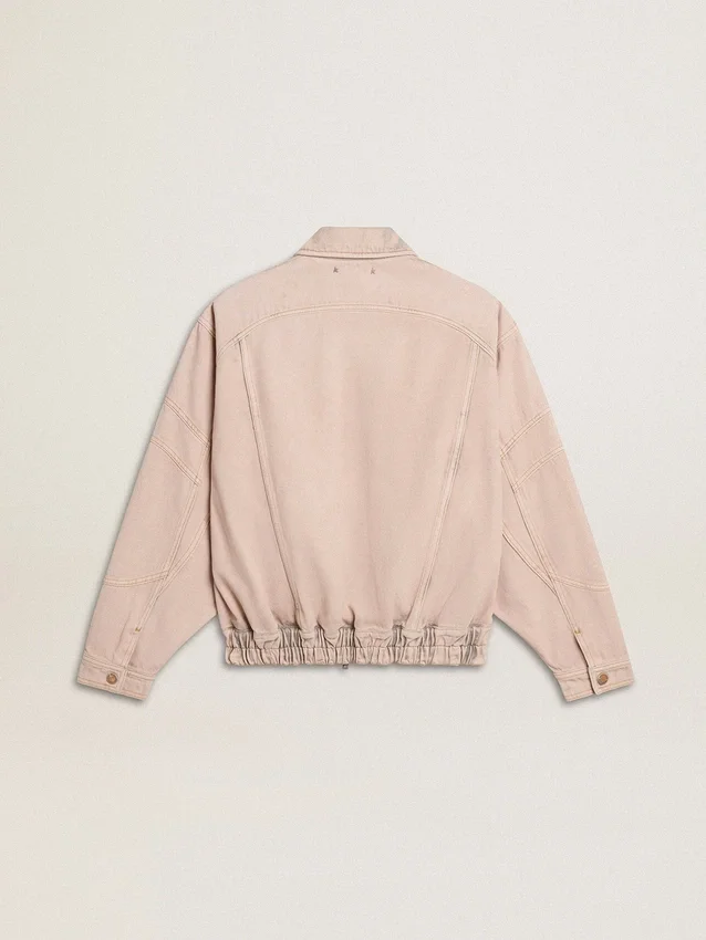 Giacca bomber da donna in denim tinto rosa