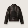 Giacca bomber da donna in pelle nappa bordeaux scuro con ricami floreali