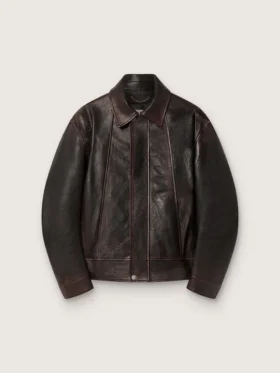Giacca bomber da uomo in pelle nappa bordeaux
