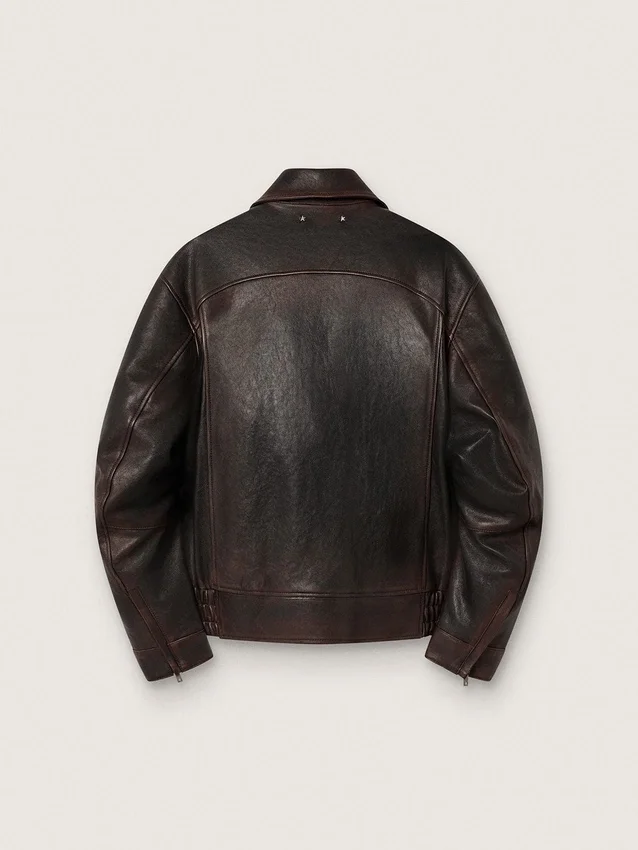 Giacca bomber da uomo in pelle nappa bordeaux