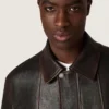 Giacca bomber da uomo in pelle nappa bordeaux