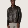 Giacca bomber da uomo in pelle nappa bordeaux