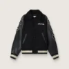 Giacca bomber in lana nera con toppa
