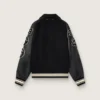 Giacca bomber in lana nera con toppa