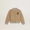 Giacca bomber in pile beige per bambini
