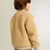 Giacca bomber in pile beige per bambini