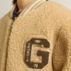 Giacca bomber in pile beige per bambini