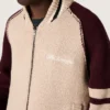 Giacca bomber unisex in maglia jacquard bianca e bordeaux