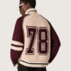 Giacca bomber unisex in maglia jacquard bianca e bordeaux
