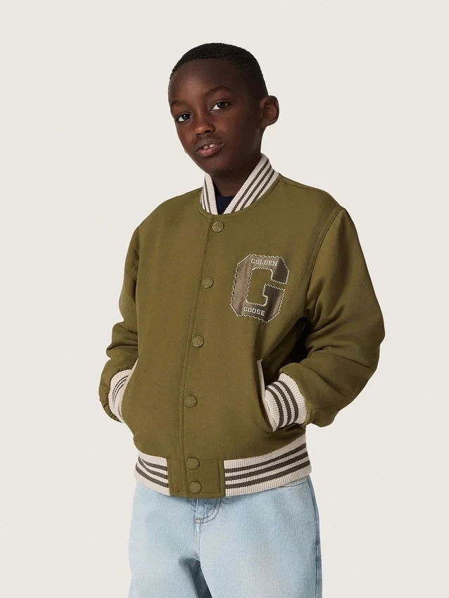 Giacca bomber unisex Journey in twill di nylon verde militare con toppa ricamata