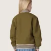 Giacca bomber unisex Journey in twill di nylon verde militare con toppa ricamata