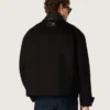 Giacca corta imbottita da uomo in cotone nero con collo in pelle