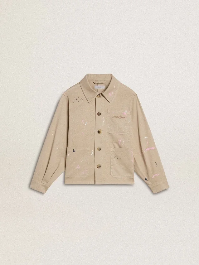 Giacca da bambino beige con tocchi multicolori