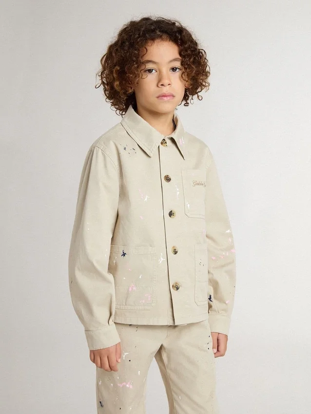 Giacca da bambino beige con tocchi multicolori