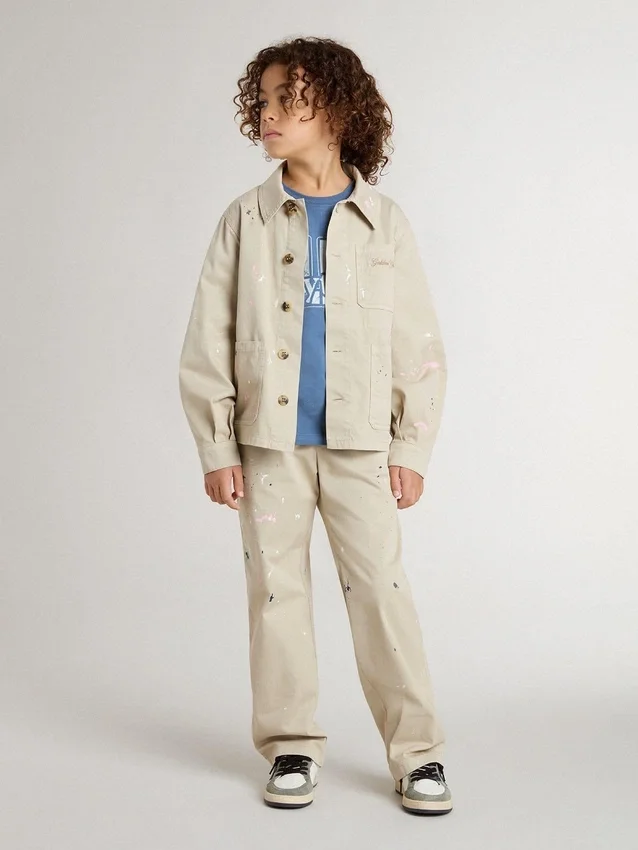 Giacca da bambino beige con tocchi multicolori