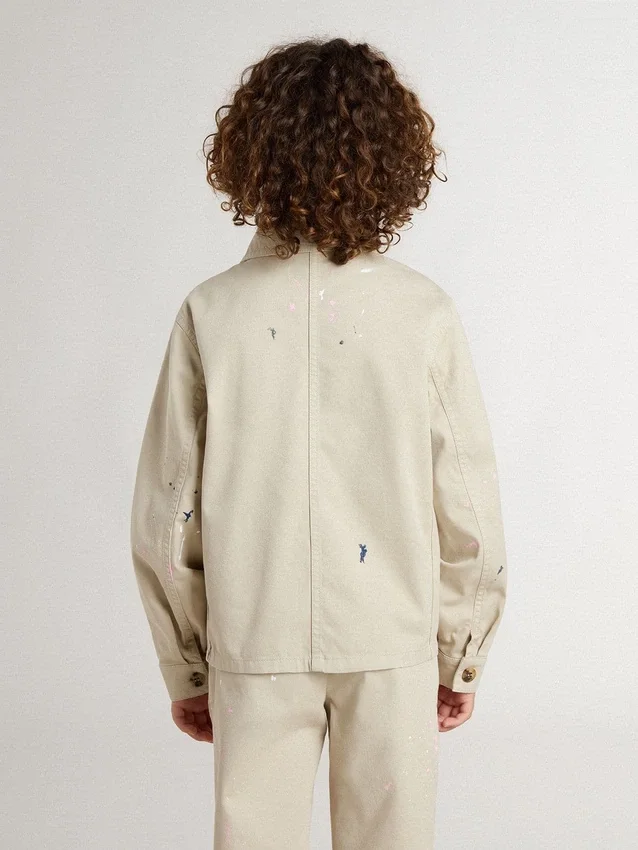 Giacca da bambino beige con tocchi multicolori