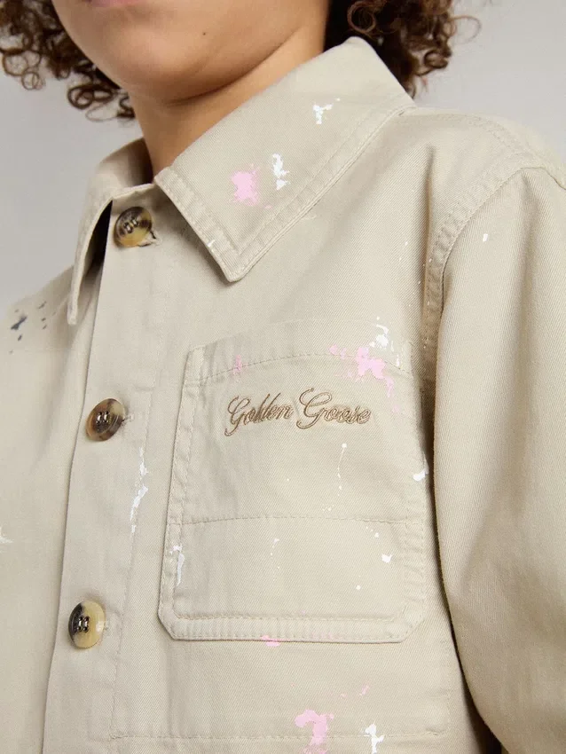 Giacca da bambino beige con tocchi multicolori