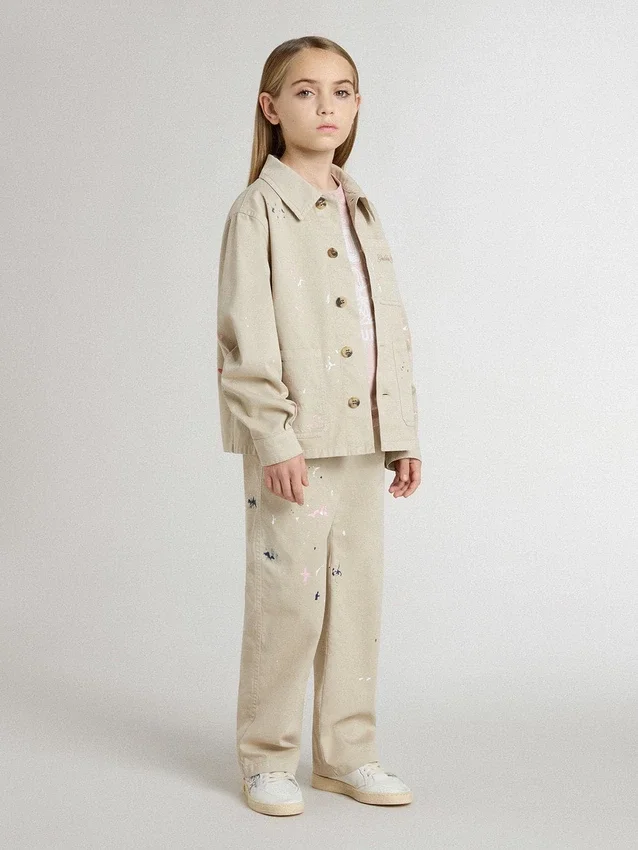 Giacca da bambino beige con tocchi multicolori
