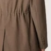 Giacca da donna doppiopetto in misto lana con motivo a chevron grigio tortora