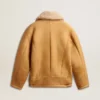 Giacca da donna in pelle di pecora con ampio collo a scialle in shearling