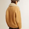 Giacca da donna in pelle di pecora con ampio collo a scialle in shearling