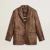 Giacca da donna in pelle marrone