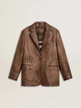 Giacca da donna in pelle marrone
